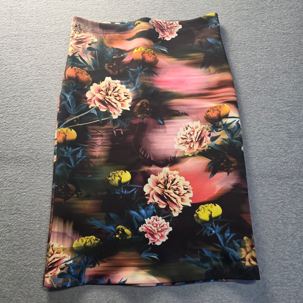Clover Canyon Pencil Skirt Womens Small Floral Abstract Print Multicolor Stretch